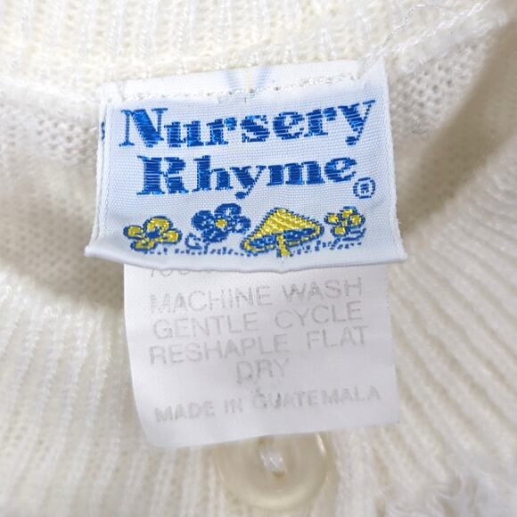 Vintage Nursery Rhyme Cardigan Girls Size 2-3T White Sweater Lightweight - Picture 4 of 5